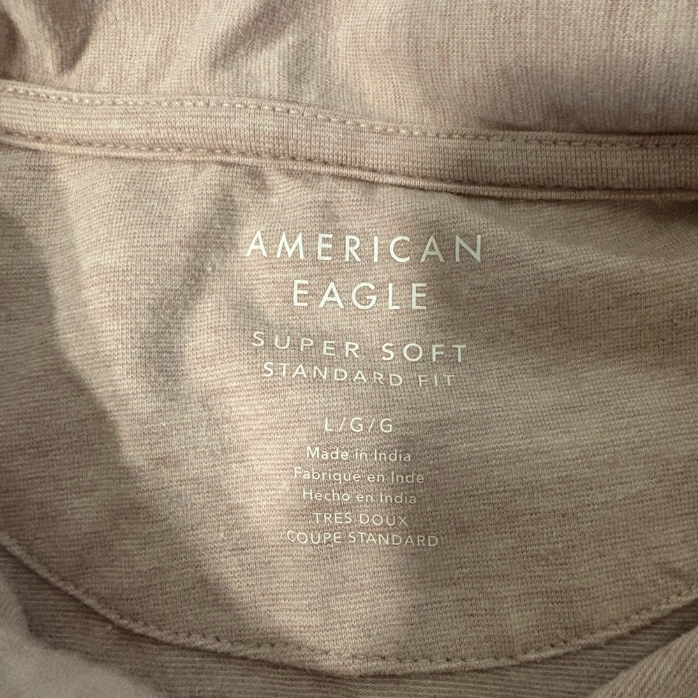 American Eagle Men's Heathered Light Pink Polo Shirt - Picture 3 of 7